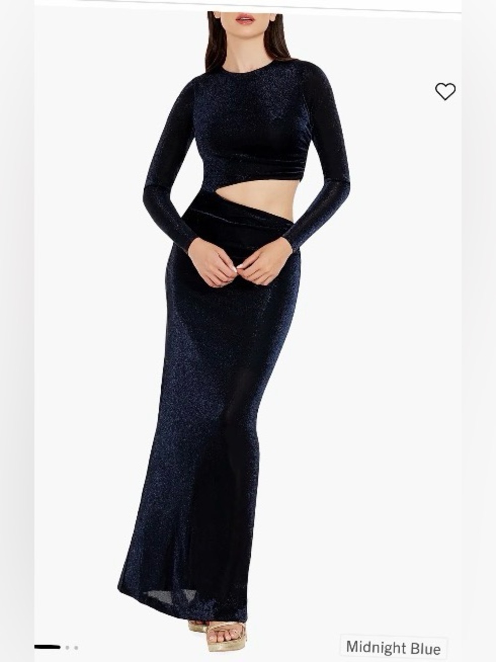 Dress of population. Black shiny  Lame Maxi dress - Elegant waist cut out.